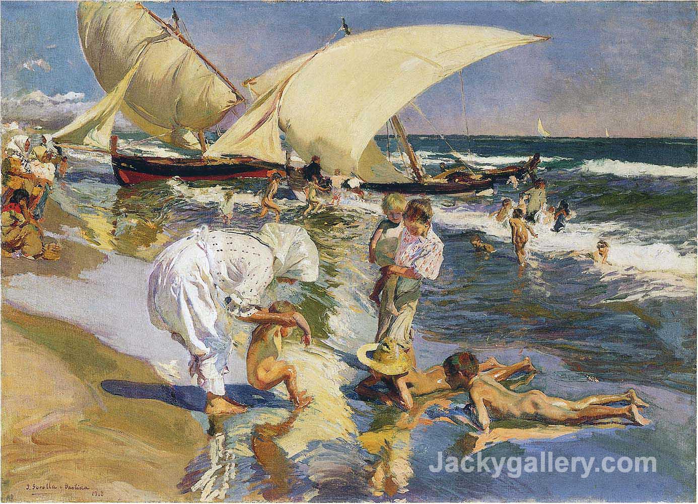 Valencia beach in the morning light by Joaquin Sorolla y Bastida paintings reproduction